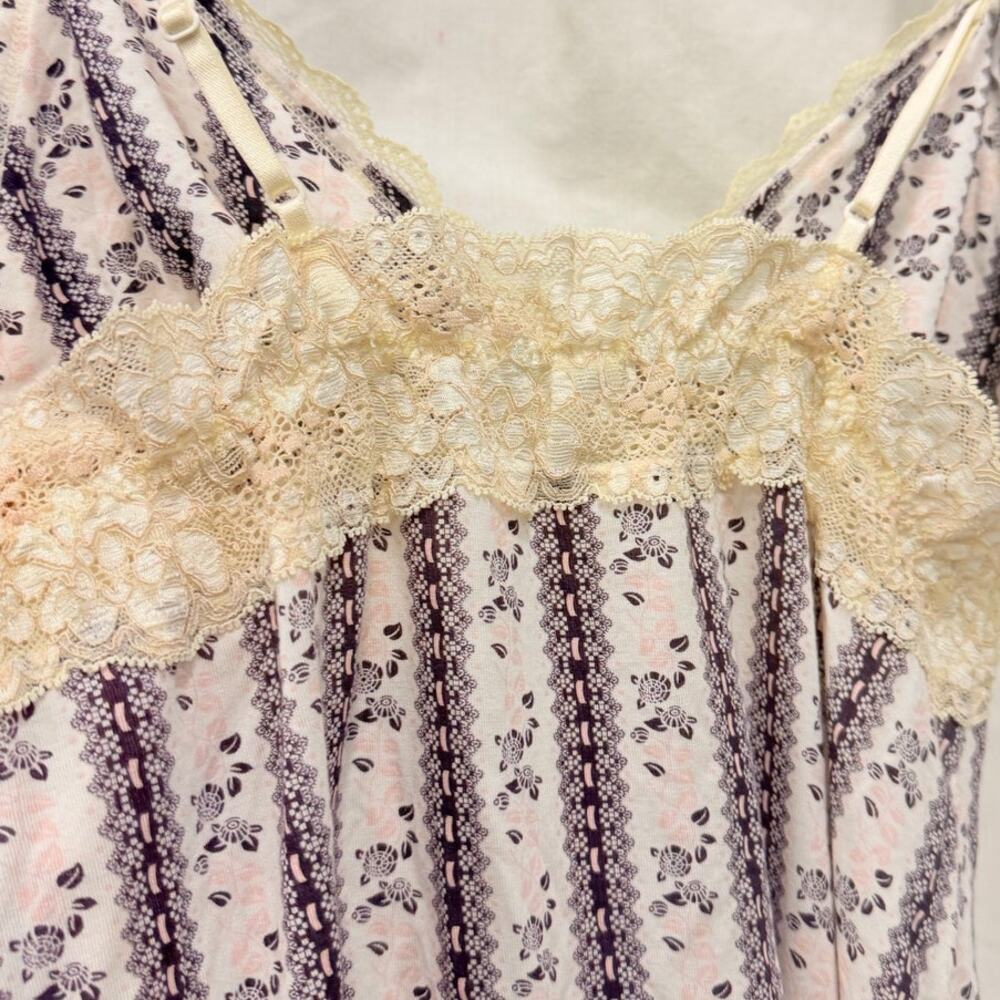 Y2K Babydoll Lace Mesh Floral Bow Tie Coquette Blouse Top‎ Medium - Picture 5 of 6